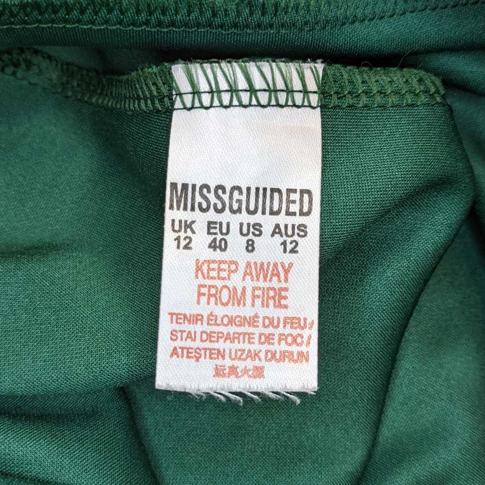 EUC Missguided Stretchy Forest Green Criss-cross Wide Leg Jumpsuit Size 8 - Picture 13 of 14